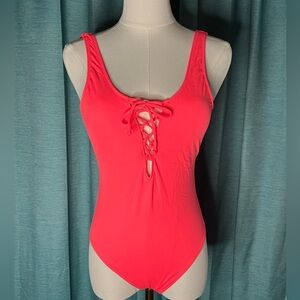 Victoria’s Secret Pink Electric Pink/OrangeOne-Piece Bathing Suit NWOT XS